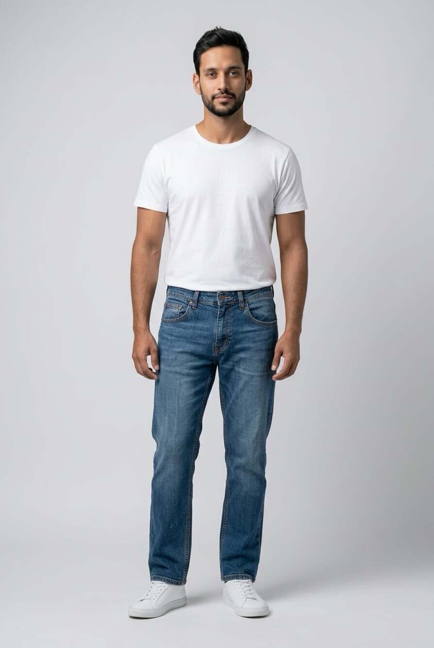 Royal Blue Relaxed Fit Men's 32x30 Distressed Blue Medium Wash Jeans